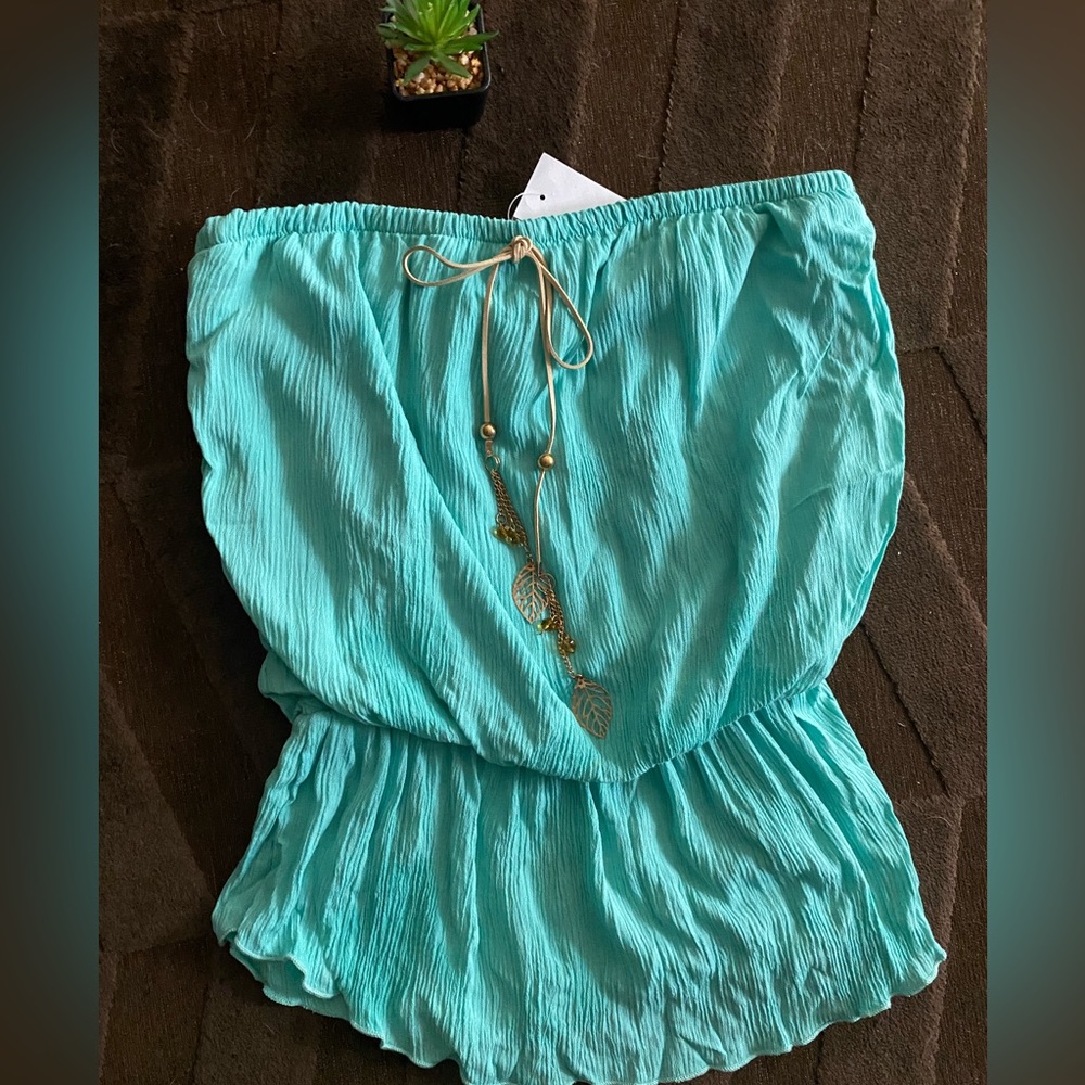 Aqua Peplum Tank Top